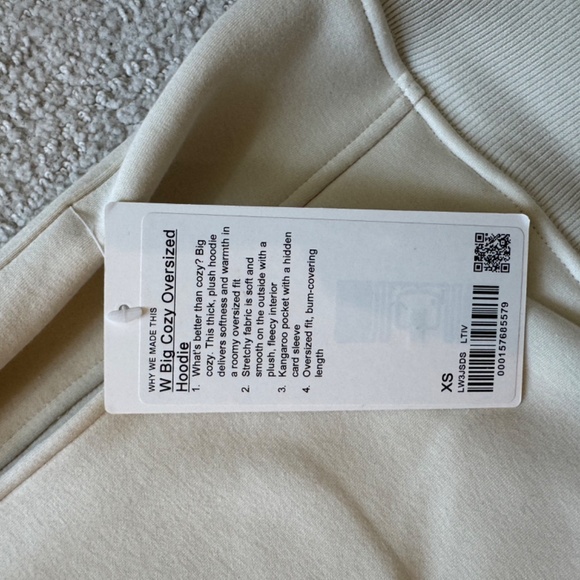 Men's Lululemon Big Cozy Oversized Pullover Hoodie Light Ivory NWT- Size XS - Picture 5 of 6